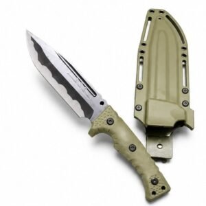 Camping Outdoor Survival Messer, tragbares Messer, hohe Härte, gerades Messer, scharfes Überlebensmesser, integrierter Kiel, hohe Härte, taktisches Messer – Grün-2