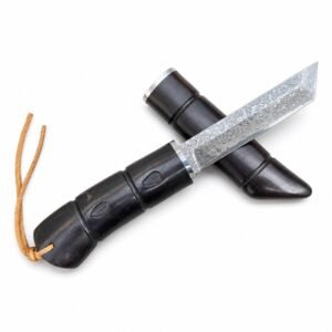 Damastmesser mit Holzetui, handgehaltenes Wildnis-Fleischmesser, tragbares Überlebensmesser