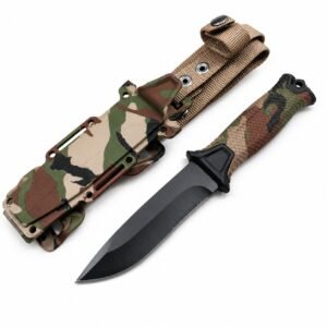 Camouflage-Outdoormesser mit feststehender Klinge und Scheide