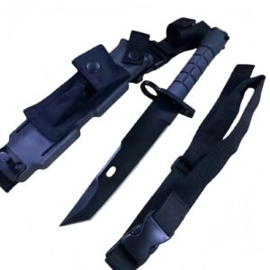Hochwertiges Bajonett mit feststehender Klinge, abnehmbar, schwarz.