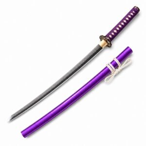 Commander-Samurai-Messer mit fester Klinge und violetter Scheide