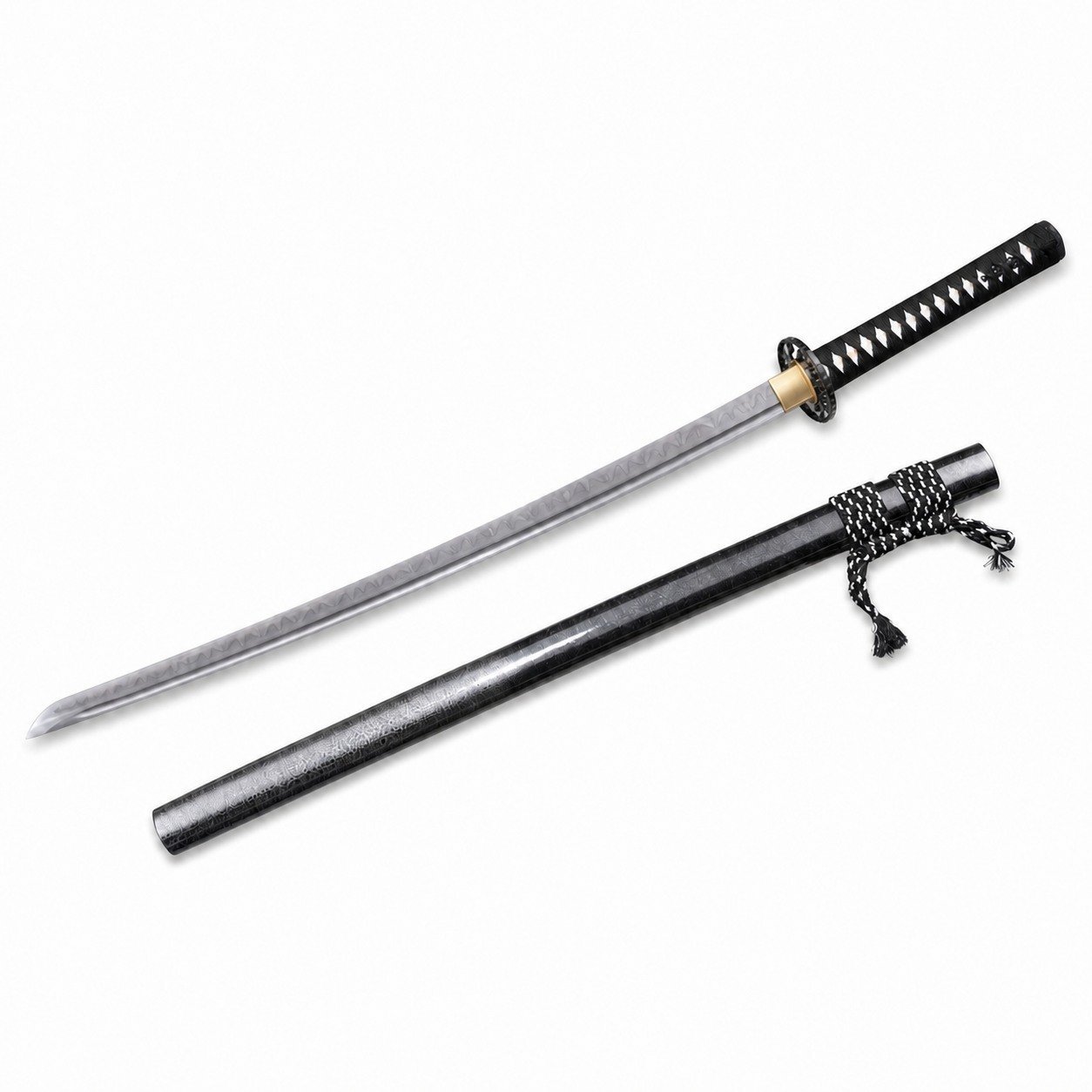 46743-main-white-clean Handgefertigtes Samurai-Messer mit fester Klinge und Blattmuster von Ghost