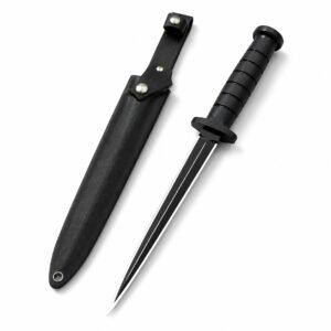 Klassisches schwarzes dreieckiges Messer mit feststehender Klinge