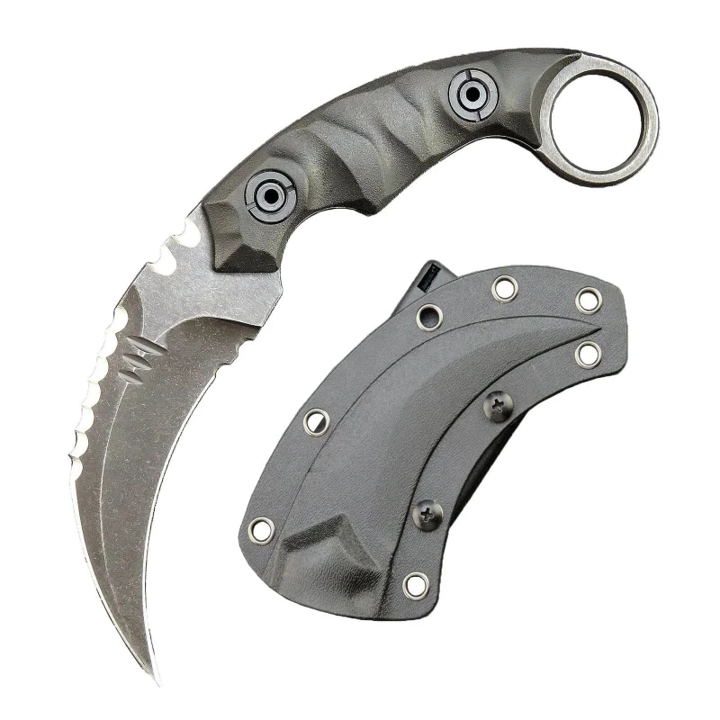 imgi_9_O1CN01uWav7q1qdkrT7zn8J_4128405519-0-cib-1.webp Karambit-Messer, D2-Stahl + Nylon-Fiberglas-Griff, Outdoor-Klauenmesser mit Kydexscheide, Edc-Splitter